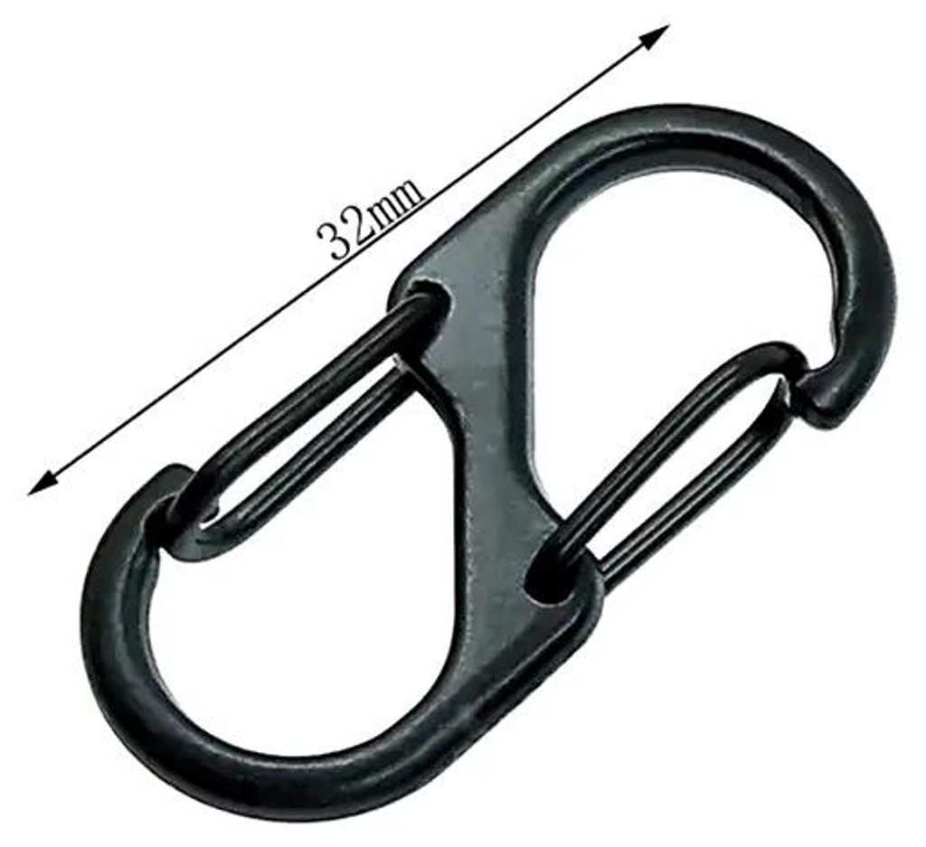 S-Karabiner 32mm klein Edelstahl schwarz Schlüsselanhänger Produktbild 