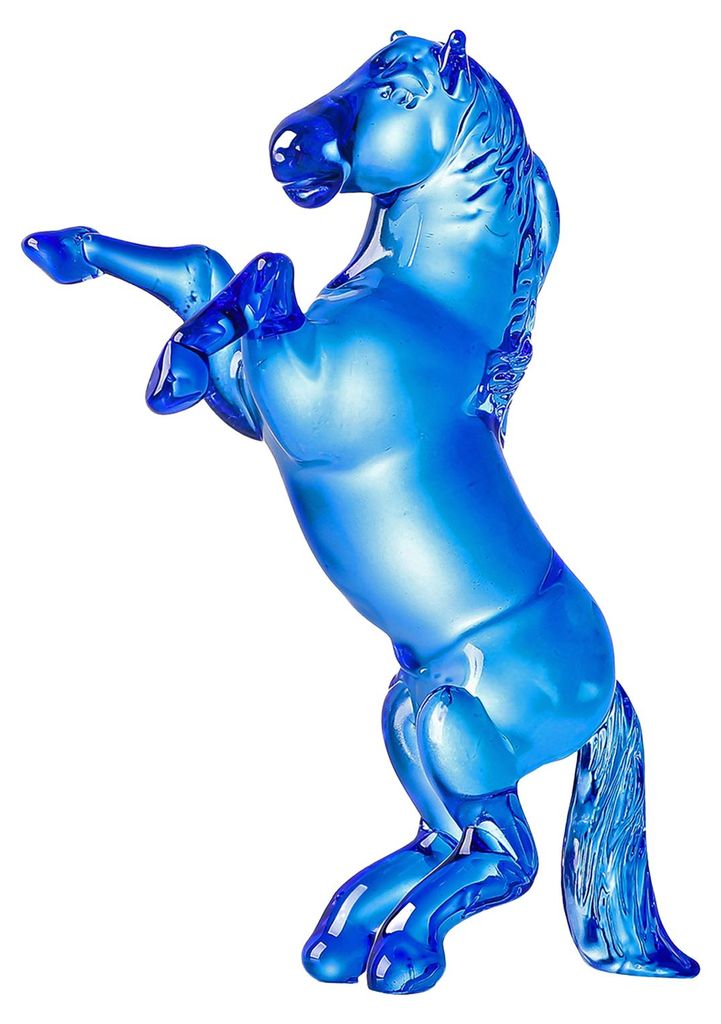 Kleine, durchsichtige Pferdefigur aus Kristallimitat, Sammlerstück, Tierskulptur für Wohnzimmer, Büro oder Schreibtisch.