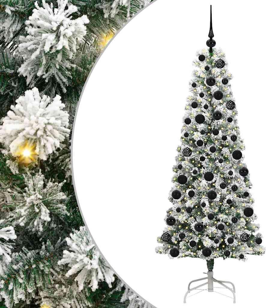 vidaXL Künstlicher klappbarer Weihnachtsbaum Grün und Weiß 180 cm