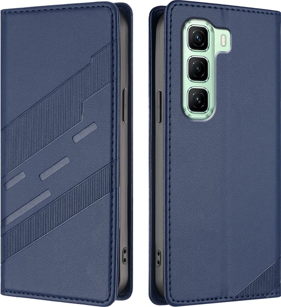 Hülle für Infinix Hot 50 4G, Kunstleder Brieftaschen Handyhülle mit Kartenfach und Standfunktion Blau