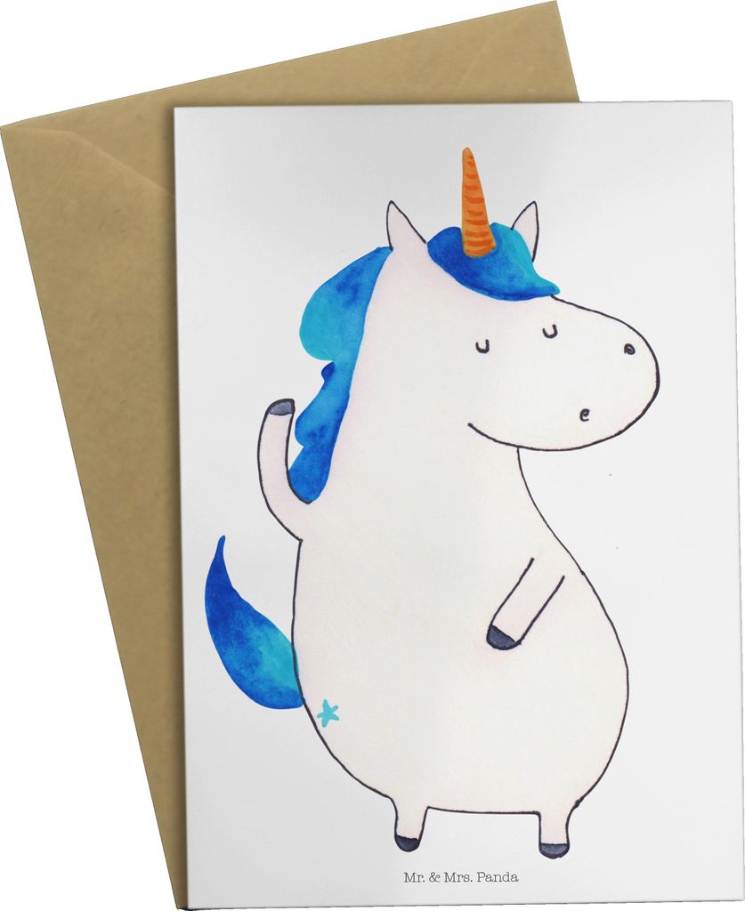 Mr. & Mrs. Panda Glückwunschkarte Einhorn Mann - Weiß - Geschenk, weihnachtskarten, einladungskarten, Hübsch, osterkarten, Familie, Beste, Gruß...