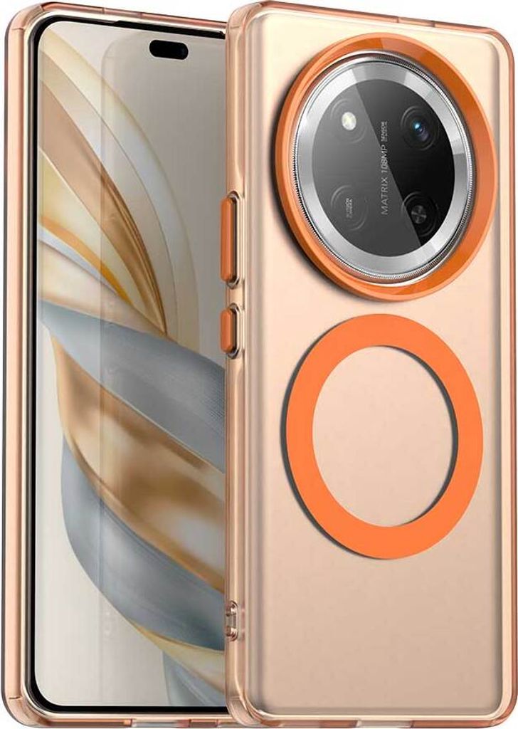 Magnetisch Hülle für Honor X60 Pro/X9C/Magic 7 Lite, Schlank Durchscheinend Matt Stoßfest Handyhülle Orange