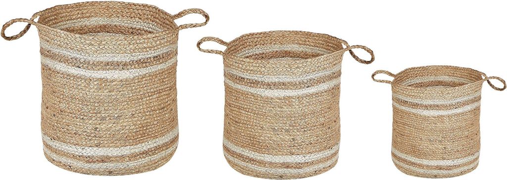 BELIANI Set aus 3 Körben aus natürlichem Jutegewebe 26/31/35 cm zur Aufbewahrung im rustikalen Boho-Stil