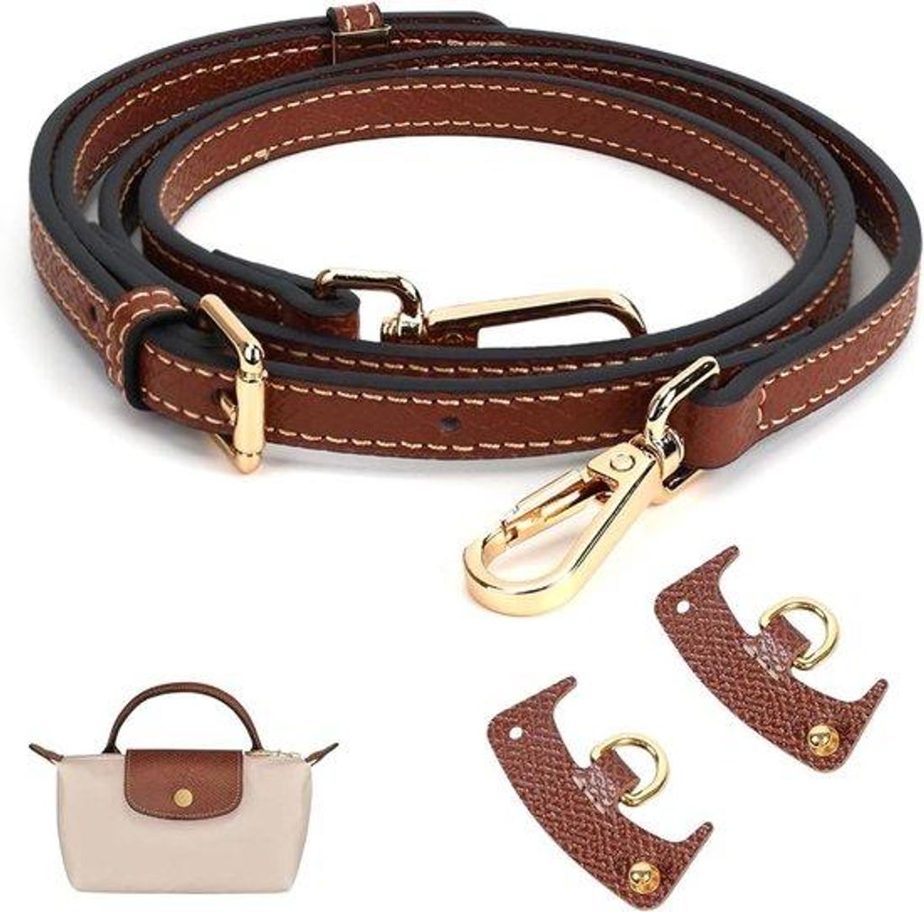 Leder Crossbody-Riemen für Mini-Taschen, 12 cm breit, 100-120 cm verstellbar, 2 Adapter, schwarz.