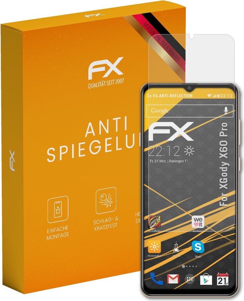 atFoliX FX-Antireflex 3x Schutzfolie kompatibel mit XGody X60 Pro Displayfolie