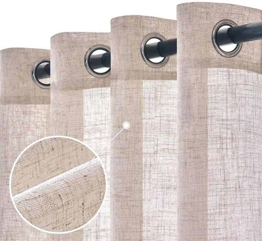 Rideaux lin blanc lot de 2 pour filtrer la lumière naturelle 140x215 cm