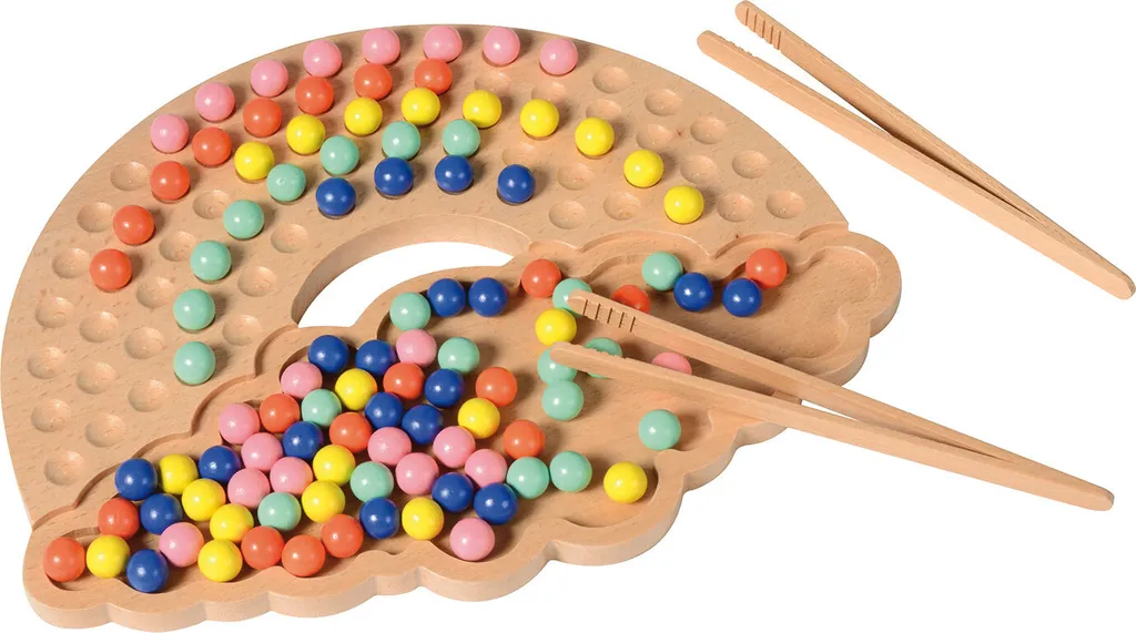 Jeu de tri et de manipulation arc-en-ciel EDUPLAY billes en bois