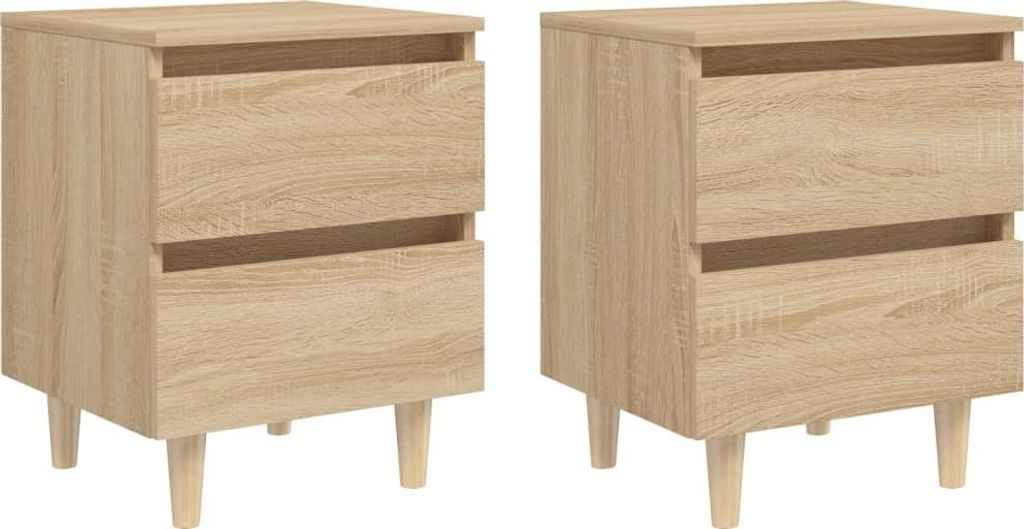 Nachttische 2 Stk. Kiefernholz-Beinen Sonoma-Eiche 40x35x50cm , Nachttische & -schränke Design 2024