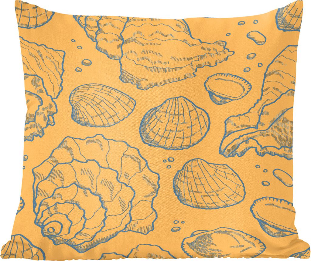 MuchoWow Zierkissen Sofakissen Wohnzimmer Dekokissen 50x50 cm Muscheln - Gelb - Orange - Muster - Komfort - Sofakissen