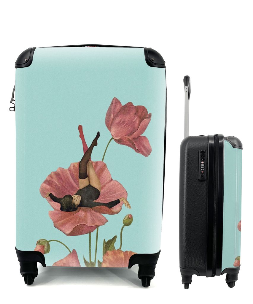 MuchoWow Koffer Handgepäck Trolley Rollkoffer Kleine Reisekoffer mit 4 Rollen - Träume - Vintage - Frauen - Cabin Size < 55x40x23 cm & 55x40x20...