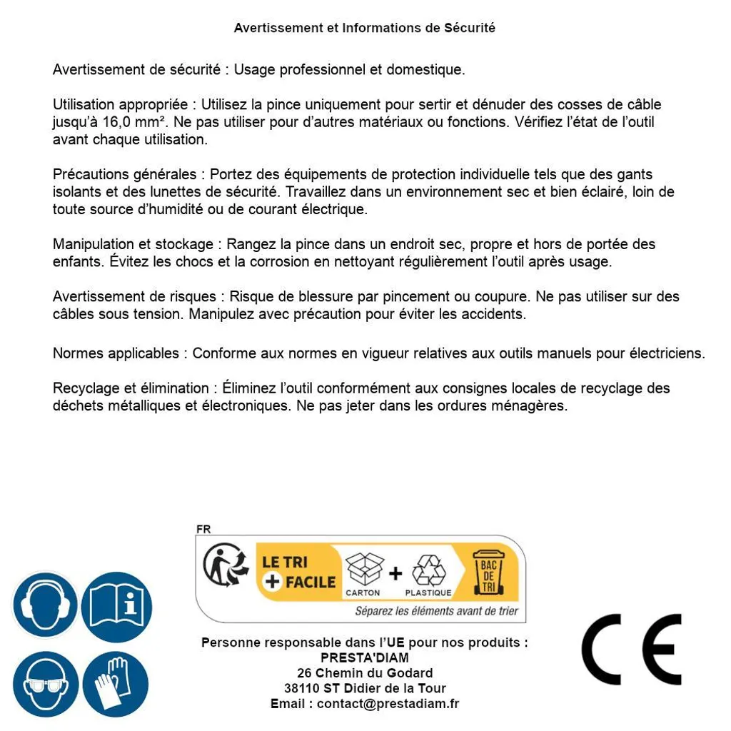 Pince à sertir les fils électriques de forte section D-Work - 6