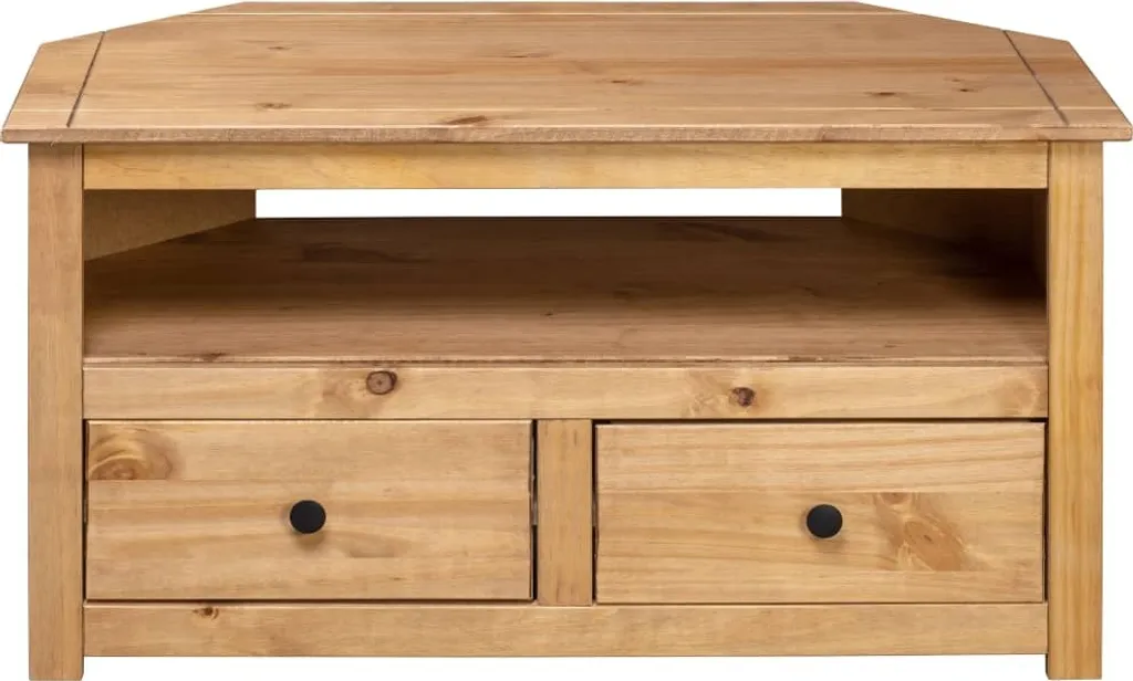 Support TV d'angle 93 cm en bois véritable Panama robuste et durable - 13