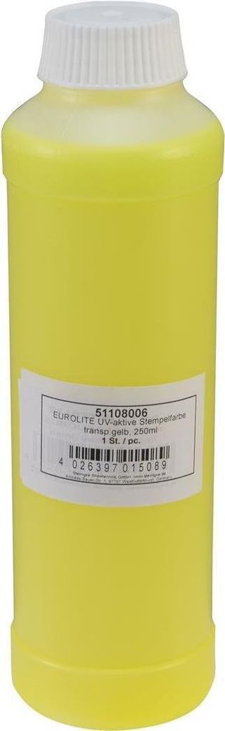 Eurolite Schwarzlicht-, UV- Leuchtfarben UV-aktive Stempelfarbe, transp.gelb,250ml 51108006 Transparent-Gelb 1 St. (511