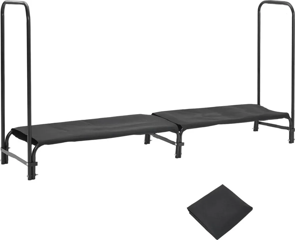 Rack à bois d'extérieur 2,44m en métal violet avec couvercle ajusté
