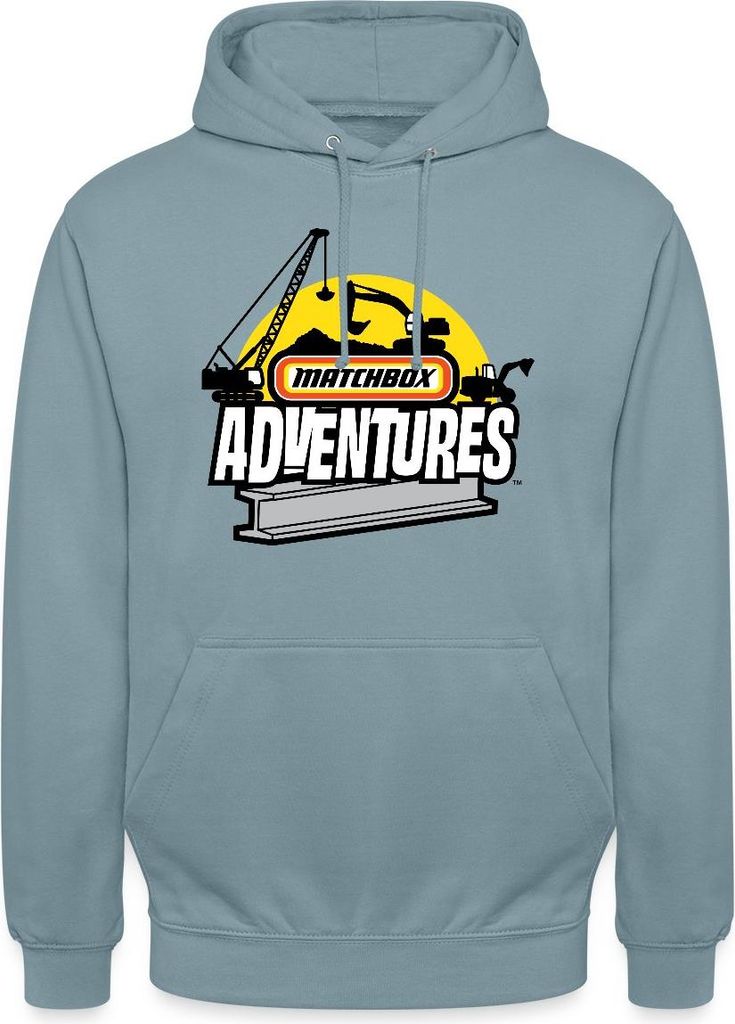 Spreadshirt Matchbox Adventures Design Mit Kran Und Bagger Uni Hoodie, S, Nebelblau