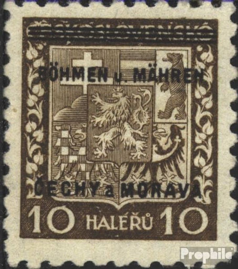 Briefmarken Böhmen und Mähren 1939 Mi 2 Stempel nicht prüfbar gestempelt Aufdruckausgabe
