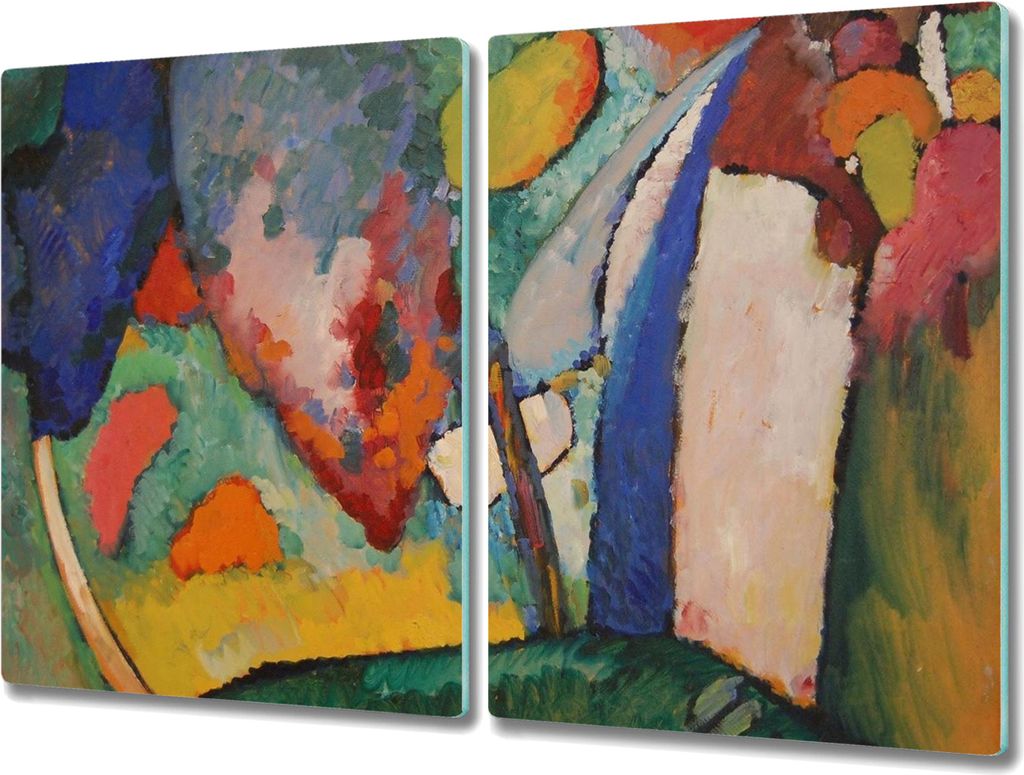 Coloray Küchenbrett Kochplattenabdeckung Hackbrett Schneidebrett Herdabdeckplatte 2x40x52 cm - Wasserfall Kandinsky