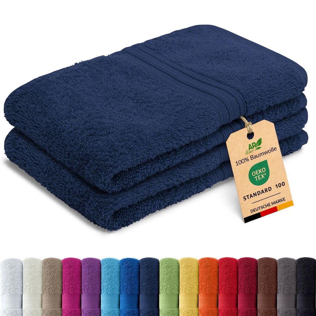 2er-Set ARIZONA Handtuch-Serie von AR Line – 100% Baumwolle, 500 g/m², 2er-Set Gästetücher 30x50 cm, Farbe: Dunkelblau