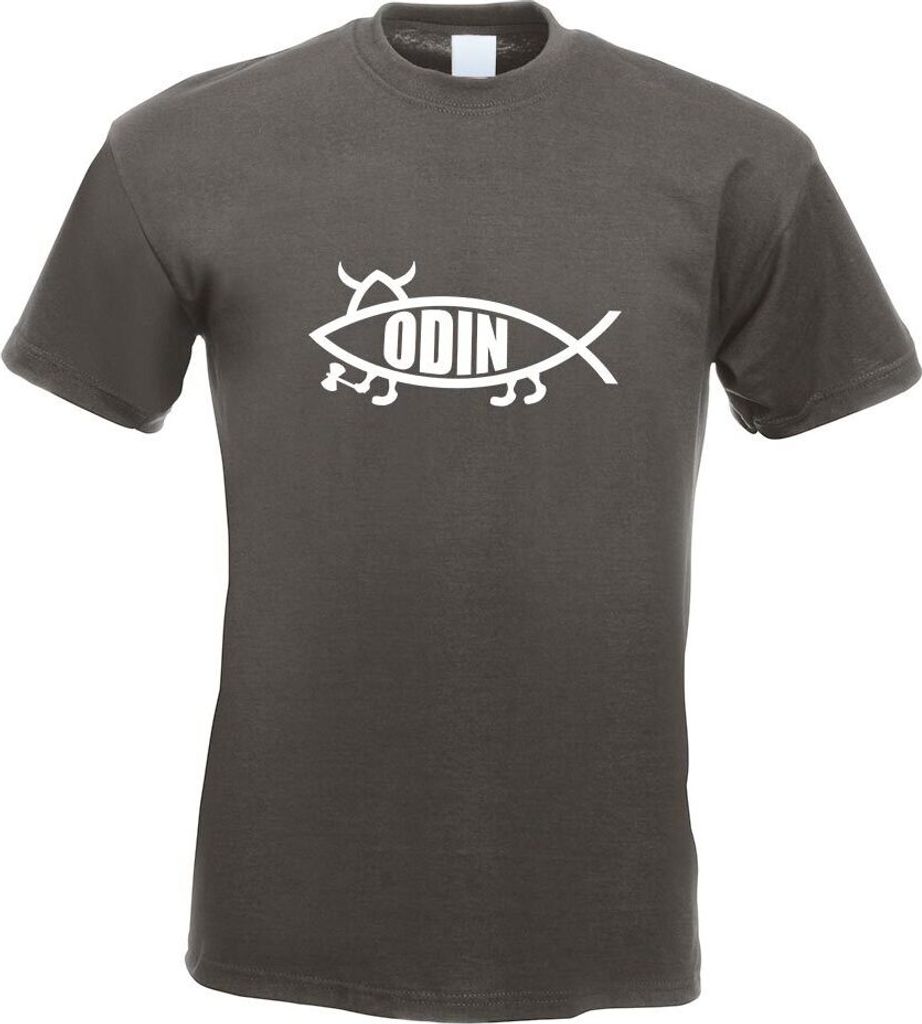 Kiwistar - T-Shirt - Graphit - Odin Fisch Motiv Bedruckt Funshirt Design Print - mit Motiv Bedruckt - Funshirt Design - Sport - Freizeit - Herren -...