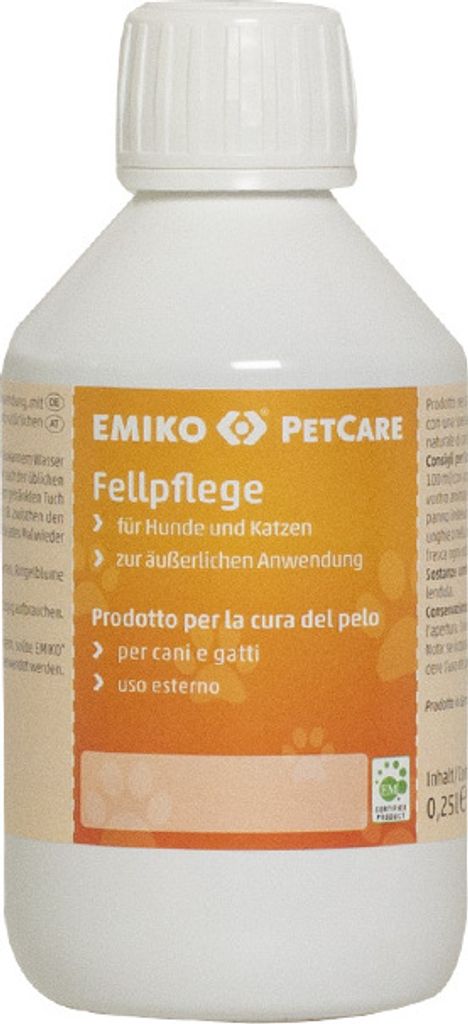 EMIKO PetCare Fellpflege 250ml I natürliche Haut- und Fellpflege mit positiven Mikroorganismen und Ringelblumenextrakt für Hund und Katze