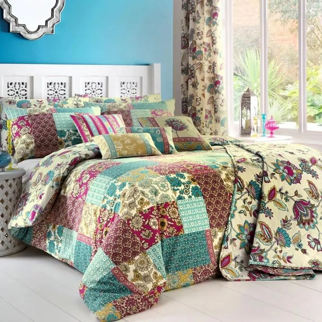 Couvre-lit Marinelli Teal 229x195 cm pour un lit double élégant