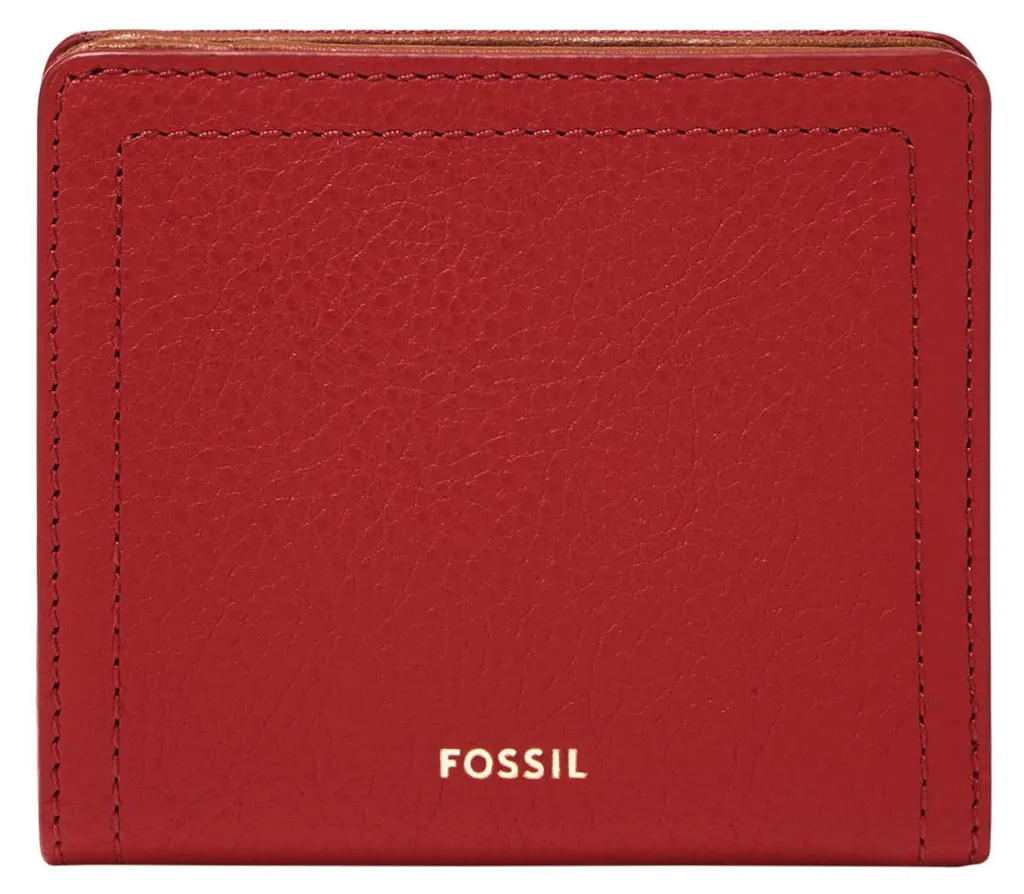 FOSSIL Logan Small Bifold : Porte-monnaie RFID en cuir rouge Garnet