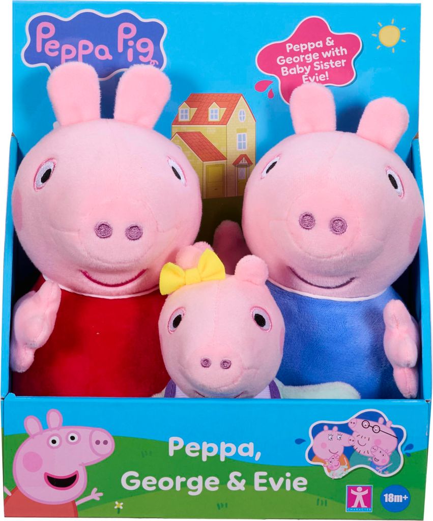 Peppa Pig 3 Pack - Peppa avec et Evie Ensemble de peluches Image du produit 