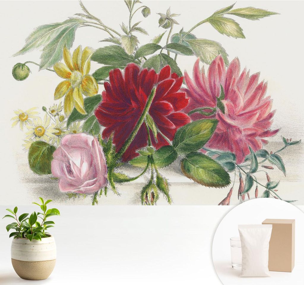 Fototapete - 104x70 cm - Tapete - Wandtapete - Wandbilder - Dekofolie - Tapete Folie - Wand - Dekoration - Wohnzimmer - Blumenstrauß