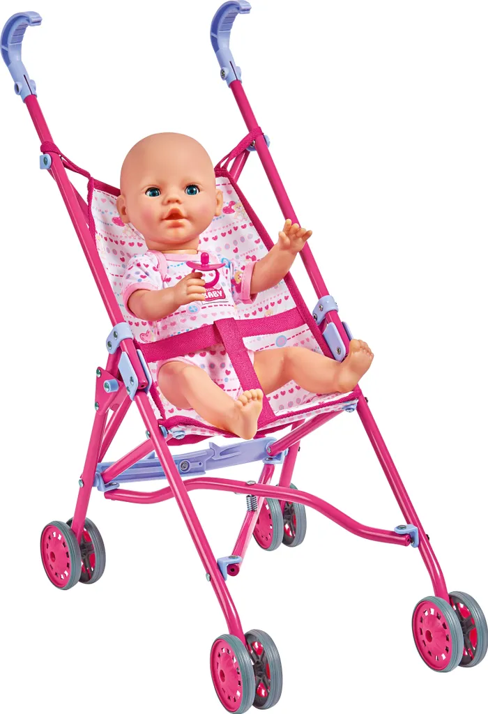 Poussette poupée Simba pliable rose - Gain de place et rangement facile