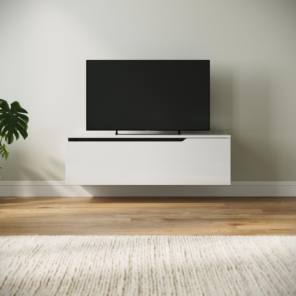 SONNI TV-Schrank weiß Hochglanz 100 x 35 x 30cm Produktbild 