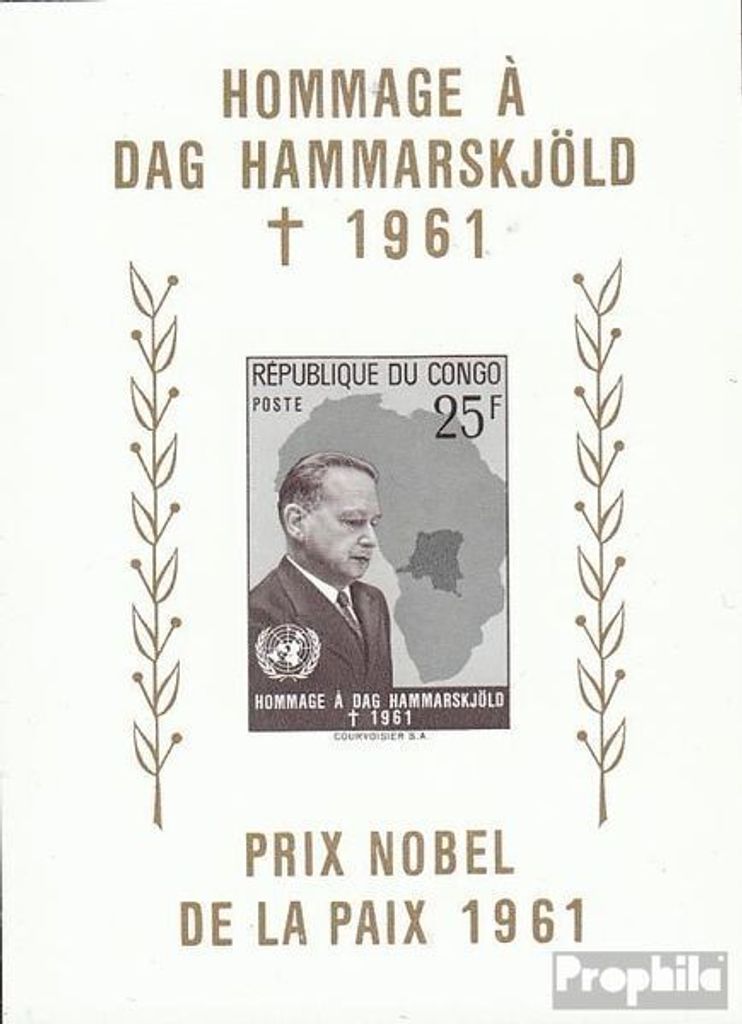 Briefmarken Kongo (Kinshasa) 1962 Mi Block1 (kompl.Ausg.) Produktbild 