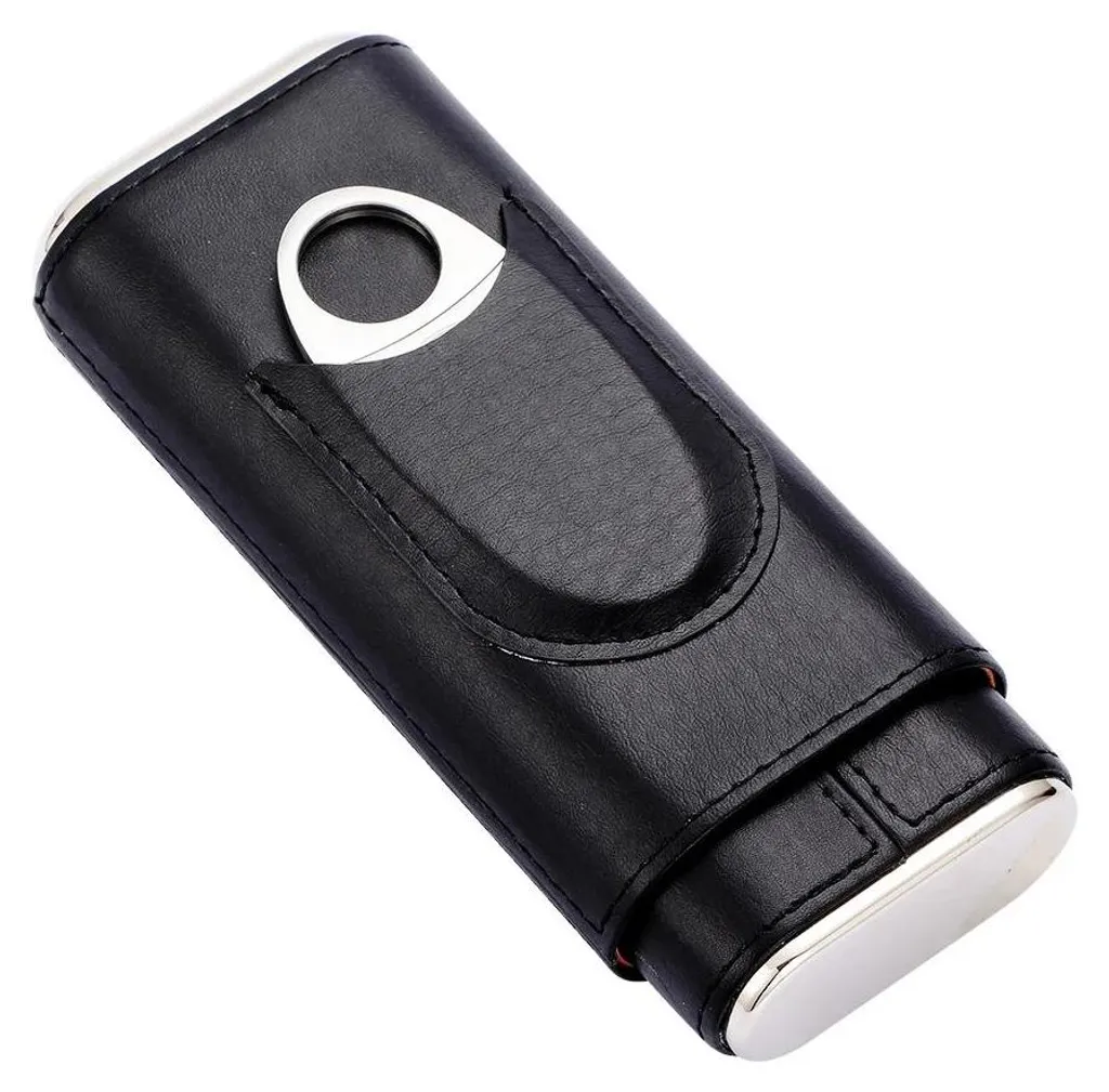 Porte-cigare de voyage 3 tubes noir, étui de protection compact chic