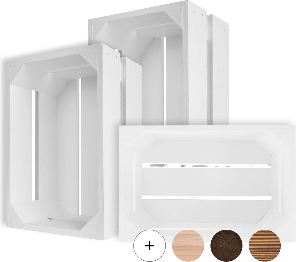 Creative Deco Lot de 3 Caisse en Bois Blanc 30 x 20 x 15cm Image du produit 
