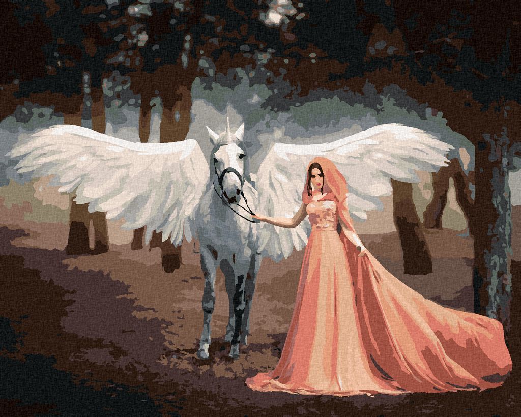 Diamondi - Diamond painting - ELFE UND EINHORN, 40X50 cm, ohne Keilrahmen