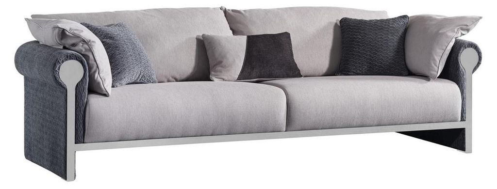 Graues Holz-Textil 4-Sitzer-Sofa modernes Design