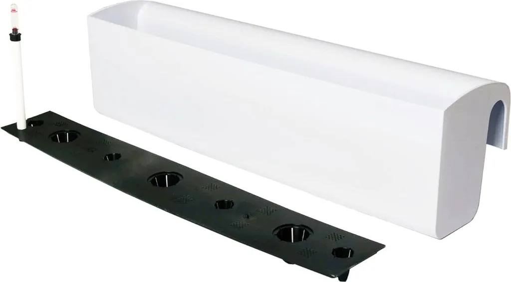 Bac à fleurs de balcon blanc brillant 80 cm pour extérieur design