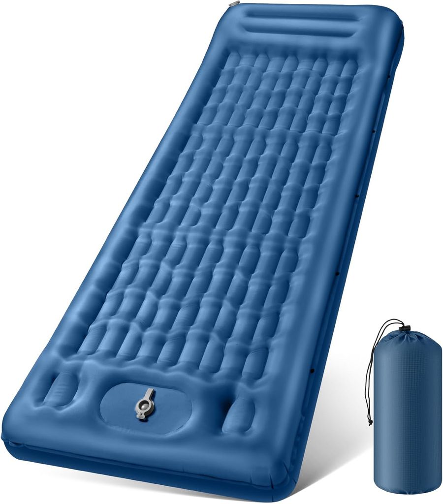 Isomatte Camping Selbstaufblasend, 12CM Verdicktes Aufblasbare Matratze mit Fußpresse Pumpe, Ultraleicht Wasserdicht Luftmatratze Outdoor, Anti-Ri...