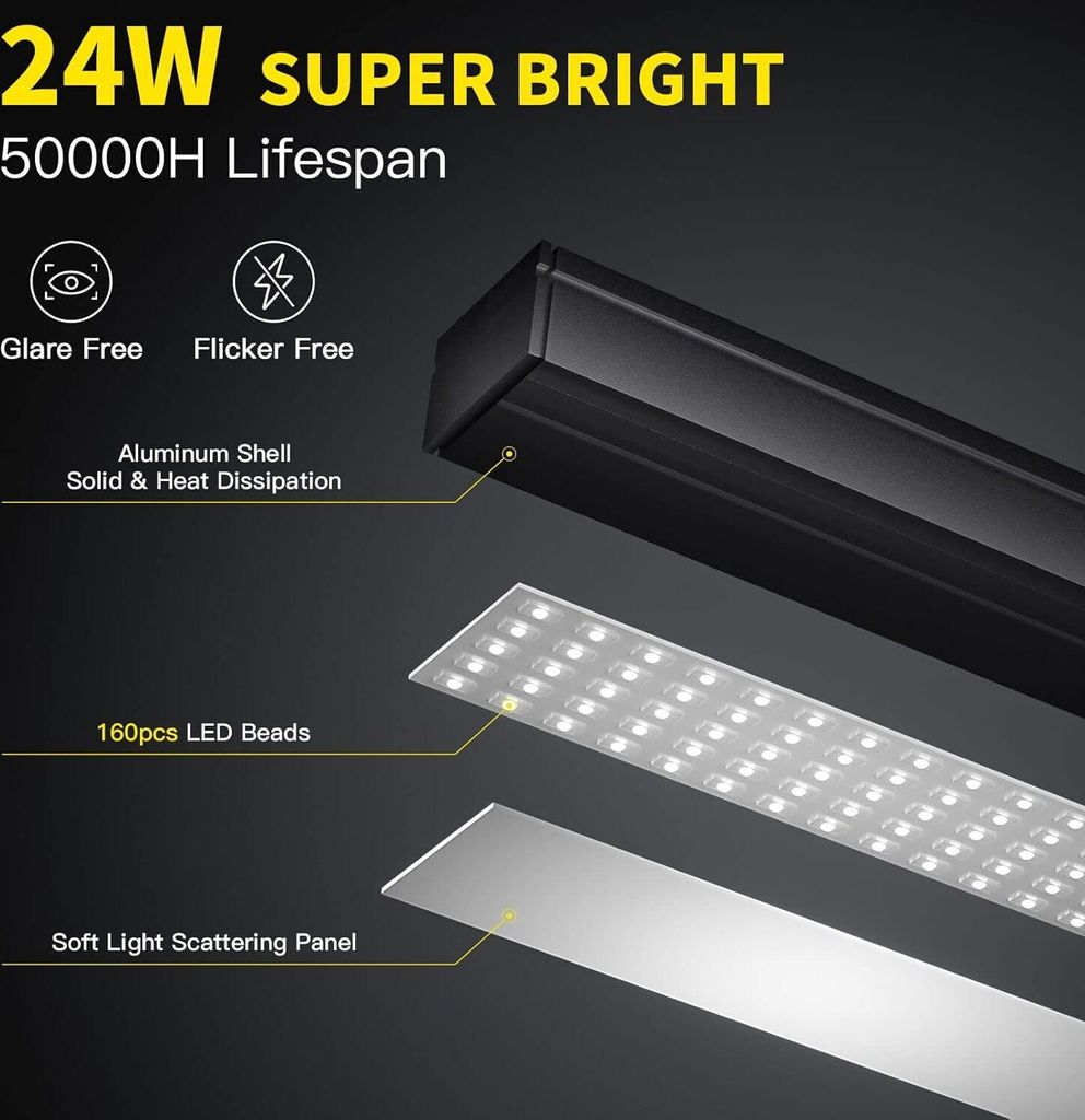 Schreibtischlampe LED dimmbar Doppelkopf, 24W Schwanenhals Produktbild 2