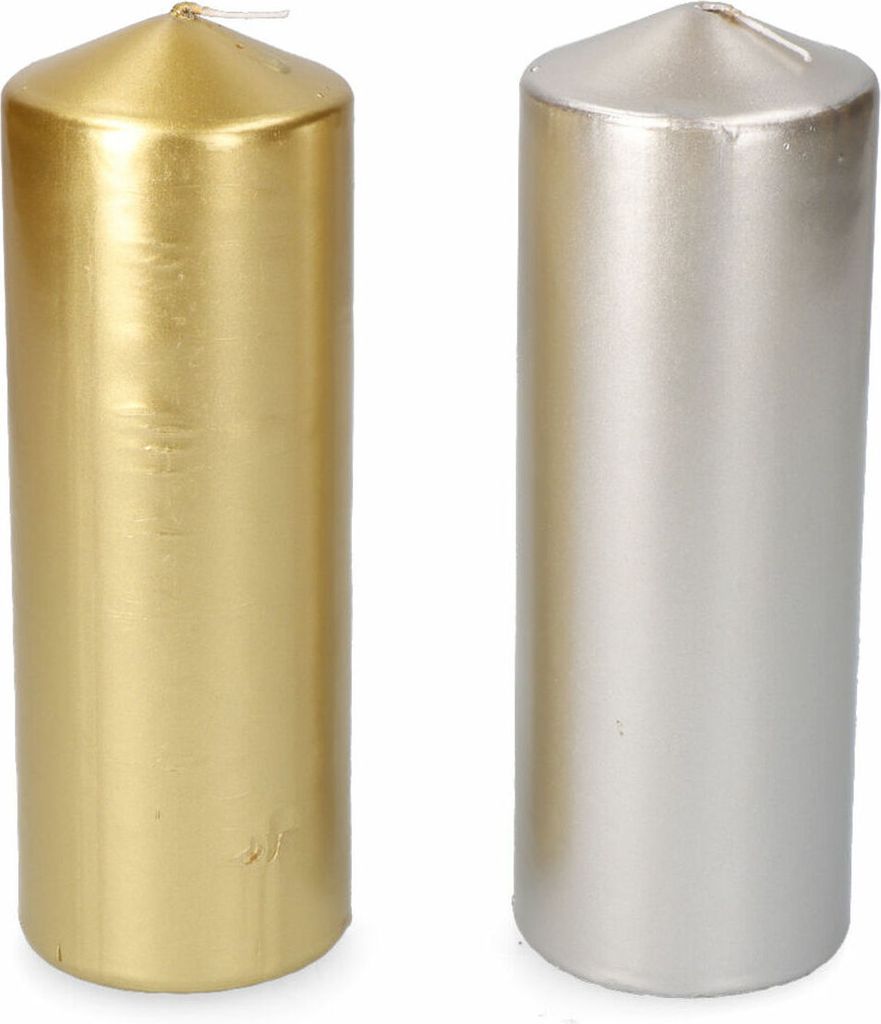 BigBuy Home Kerze Gold Silber Ø 7 x 20 cm 1 Stück