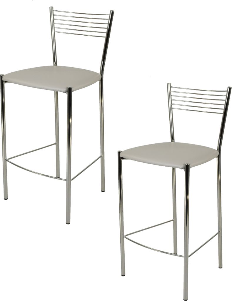t m c s Tommychairs - 2er Set moderne Barhocker ELEGANCE für Küche und Esszimmer, robustes Gestell aus verchromtem Stahl, gepolsterte Sitzfläche...