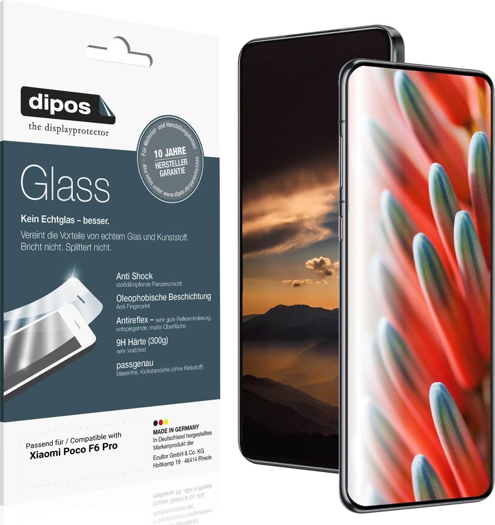 2x Schutzfolie für Xiaomi Poco F6 Pro matt - Anti-Shock 9H Folie dipos Glass Kunststoffglas