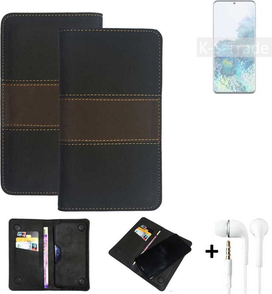 K-S-Trade Handyhülle + Kopfhörer kompatibel mit Samsung Galaxy S20+ 5G SD865 Schutzhülle Walletcase Bookstyle Tasche Schutz Case Hülle Wallet
