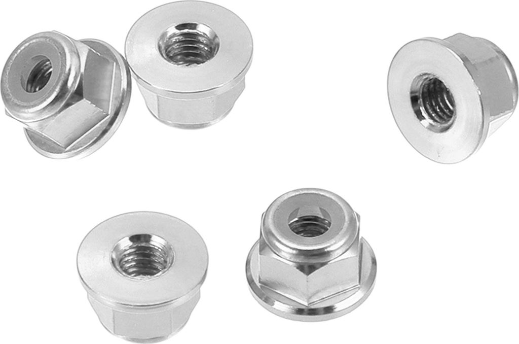 5 Stück M3 Auto-Flanschmuttern aus Aluminiumlegierung, Kunststoff-Gummiring Flache Sechskant-Verriegelungsflanschmuttern Rutschfeste Verriegelungs...