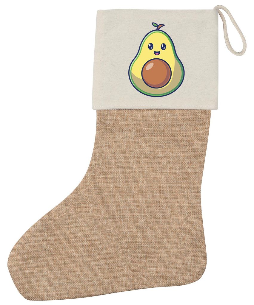 Huuraa Weihnachtsstrumpf Avocado Comic Beige Jute Kaminstrumpf Geschenkidee