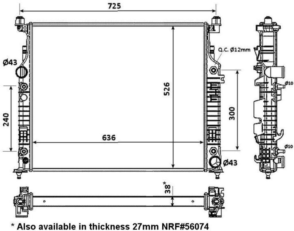 NRF 53936 Motorkühler OE 2515000003 kompatibel mit R-Klasse, M-Klasse, GL-Klasse