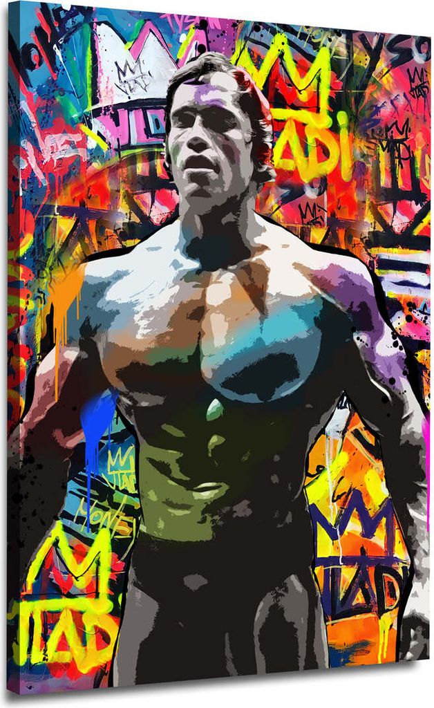 Pop Art Arnold Bodybuiling Style Leinwandbild Wandbild Deko Kunst XL: 60x90x4cm