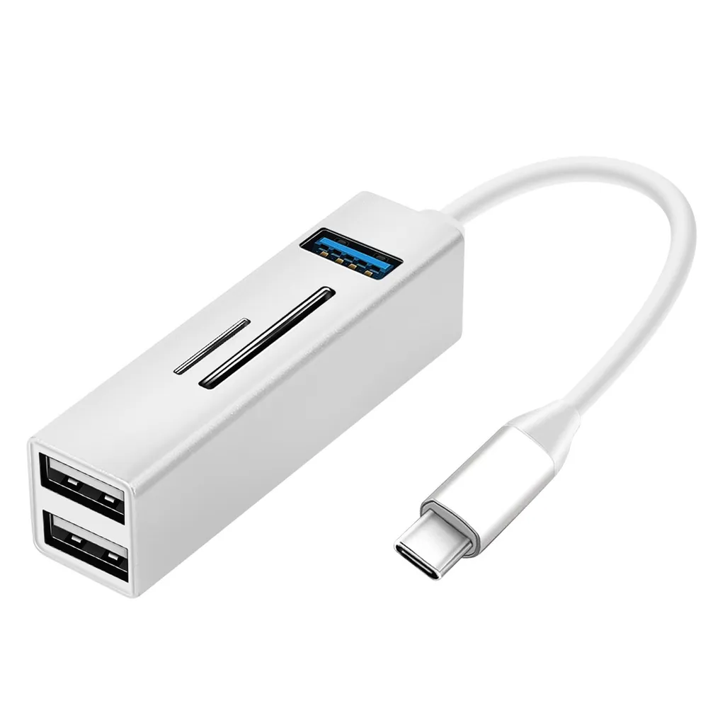 Hub USB-C Portatile 5 in 1 | 3x USB 3.0 + Lettore SD MicroSD Argento
