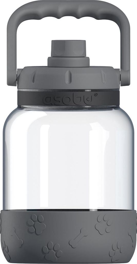 Asobu - The Barkley Dog Bowl - Tritanflasche 1,5 Liter mit Hundenapf grau