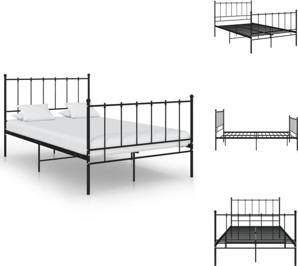 vidaXL Bett Schwarz Metall 120x200 cm - Betten & Bettgestelle