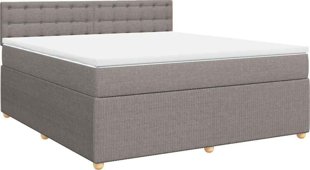 vidaXL Boxspringbett mit Matratze Taupe 180x200 cm Stoff